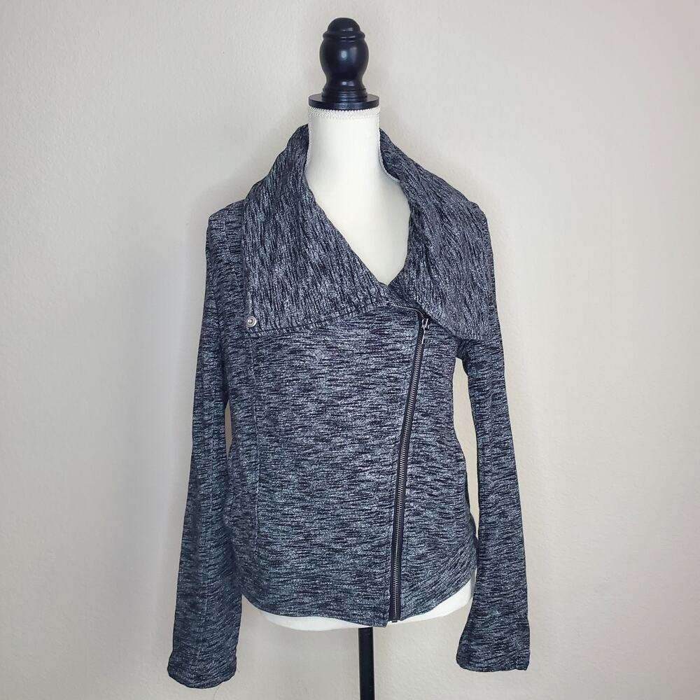 Express Gray Space Dye Moto Jacket Cropped Large